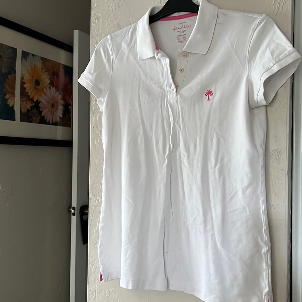 Lilly Pulitzer white& pink Island Polo.